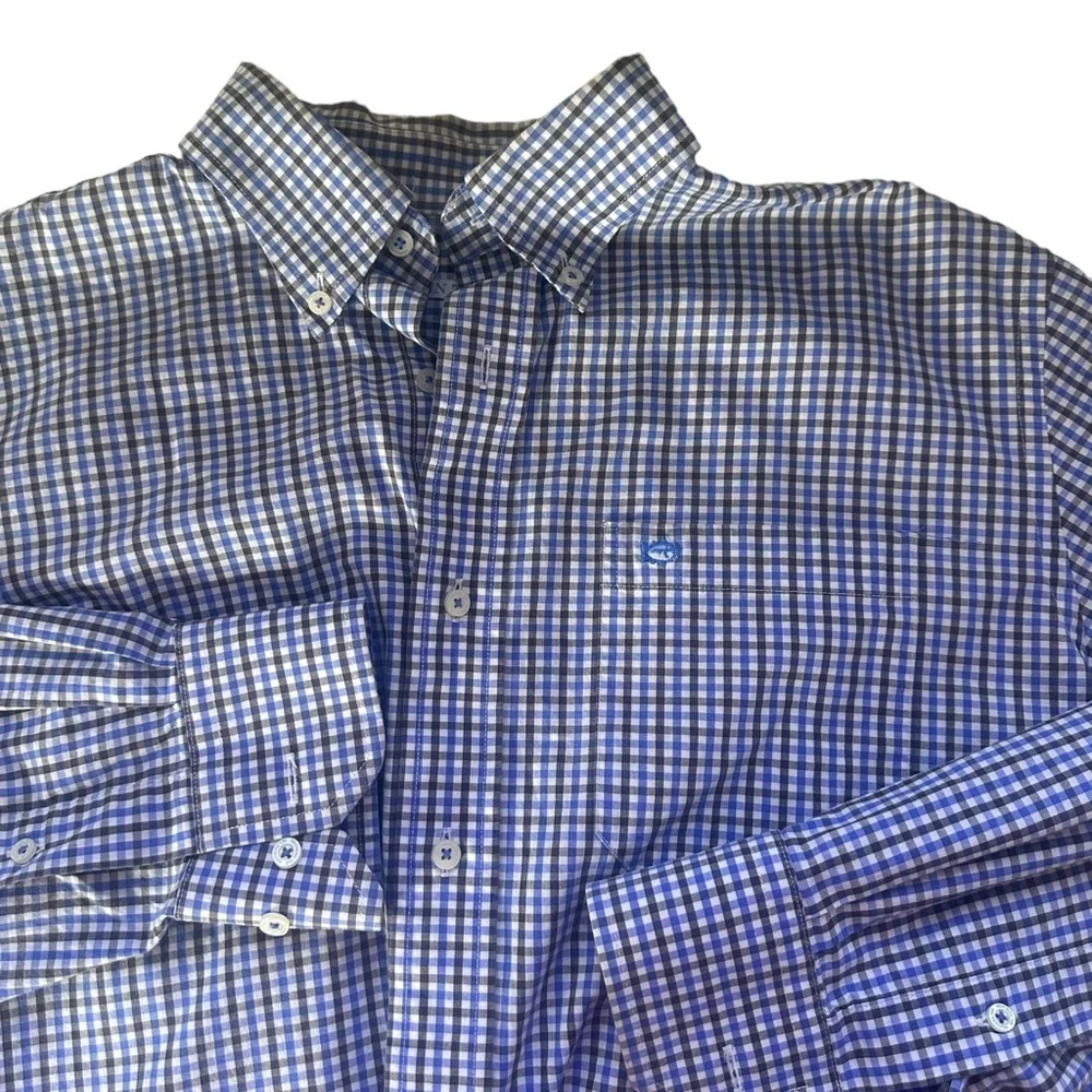 Southern Tide Men's Button Up Plaid Shirt Striped‎ Long Sleeve Pocket Size M